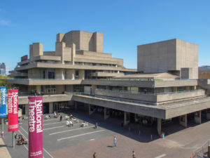 London, UK - May 6, 2010: The Royal National Theatre iconic masterpiece of the New Brutalism designed by architect Sir Denys Lasdun