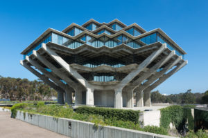 La Jolla, California, USA - August 9, 2016: Exterior of the Geisel Library on the campus of the University of California at San Diego